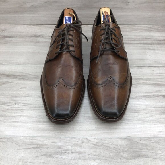 Johnston & Murphy Oxfords Mens 9.5M Brown Leather Lace Up Wingtip Derby Shoes
